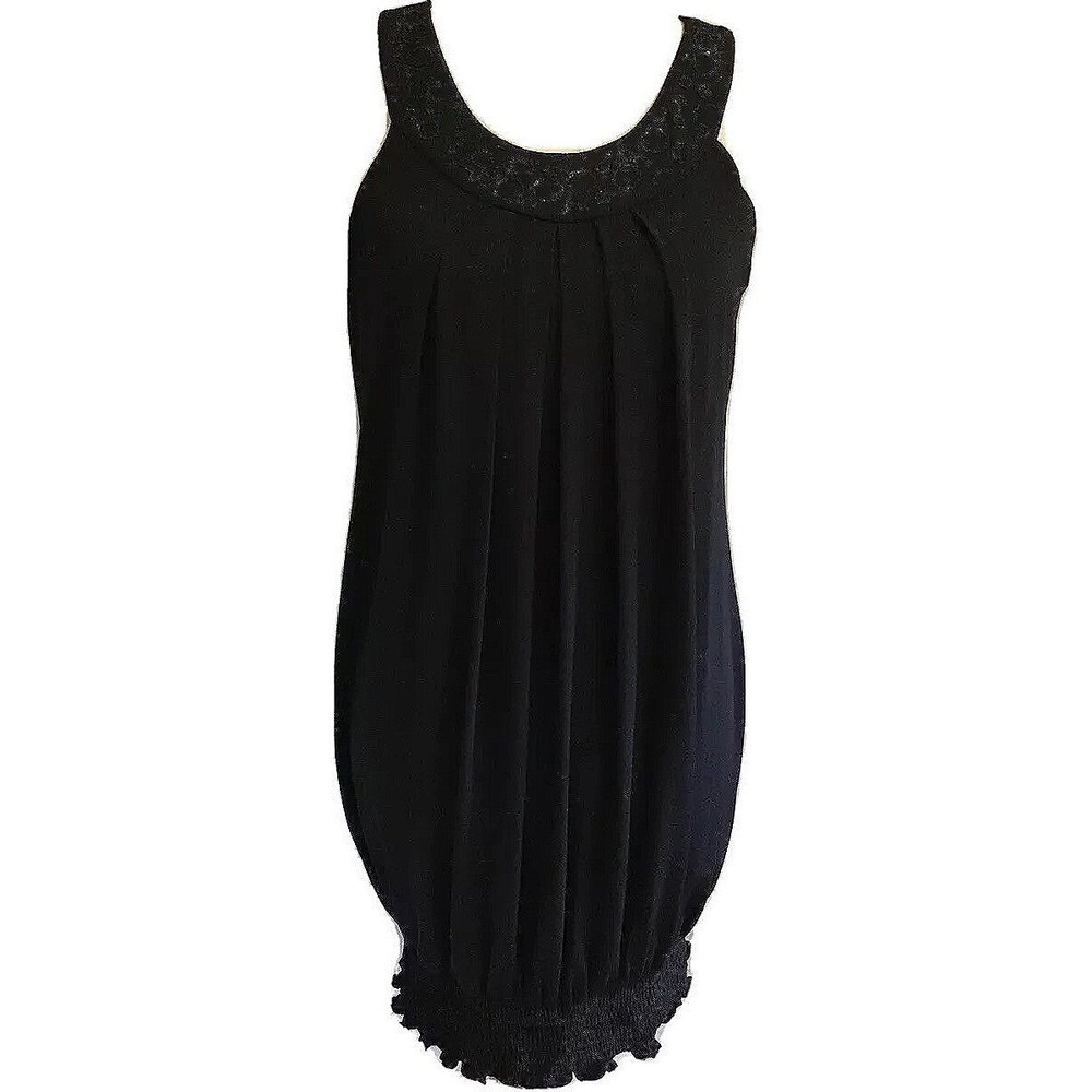 En Focus Petite Sleeveless Bubble Hem Dress Petite Sz Medium Black Glitter Neck